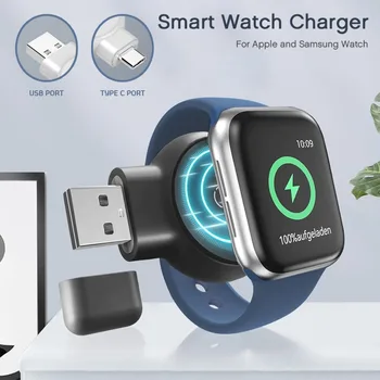 Caricabatterie wireless per orologio intelligente doppia porta USB + tipo C per Apple Watch 11 10 9 8 7 6 5 4 3 SE Samsung Galaxy Watch 7 6 5 4 3 2