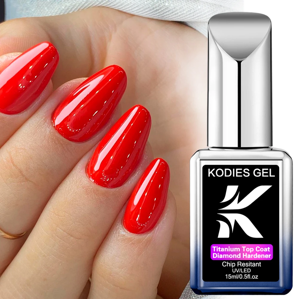 KODIES GEL Titanium Top Coat Gel Nail Polish Upgrade Super Shine Gel Top Finish  No Wipe Semi permanent UV Base Gel Foundation 6