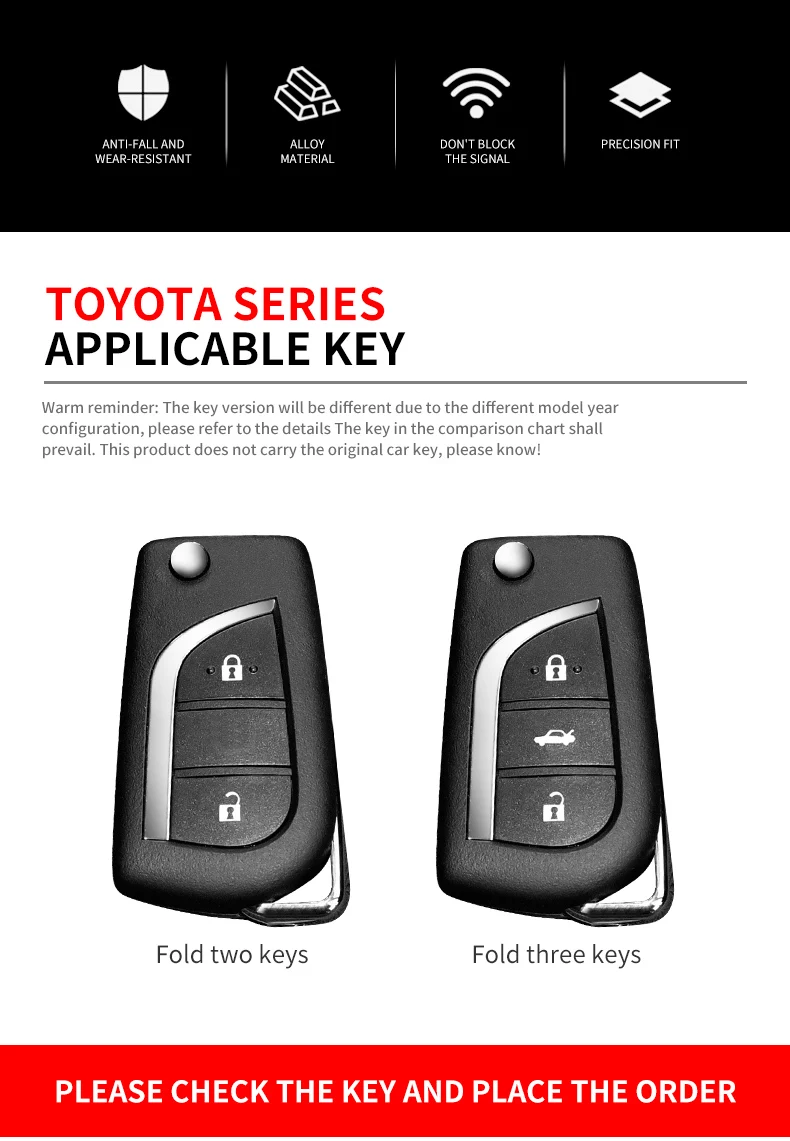 Zinc Alloy Car Key Case Cover Shell Fob For Toyota Auris Corolla Avensis Verso Yaris Aygo Scion TC IM Camry RAV4 Forturner Hilux - S9811a3824af946ca982d9b7c1db21dc4a
