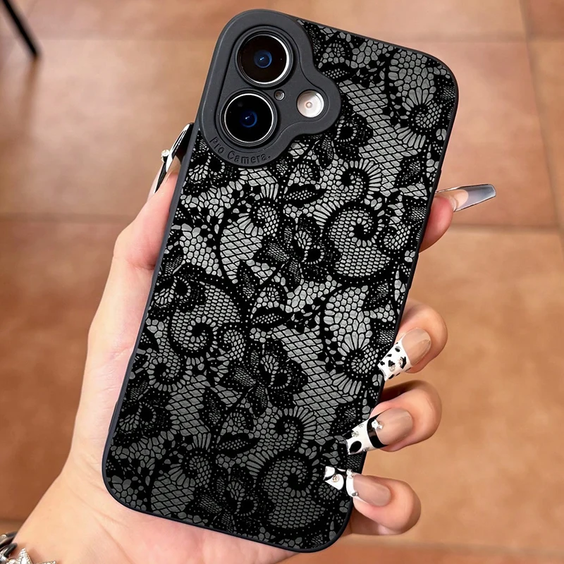 Elegant Lace Floral Pattern Shockproof Phone Case - Durable TPU Cover