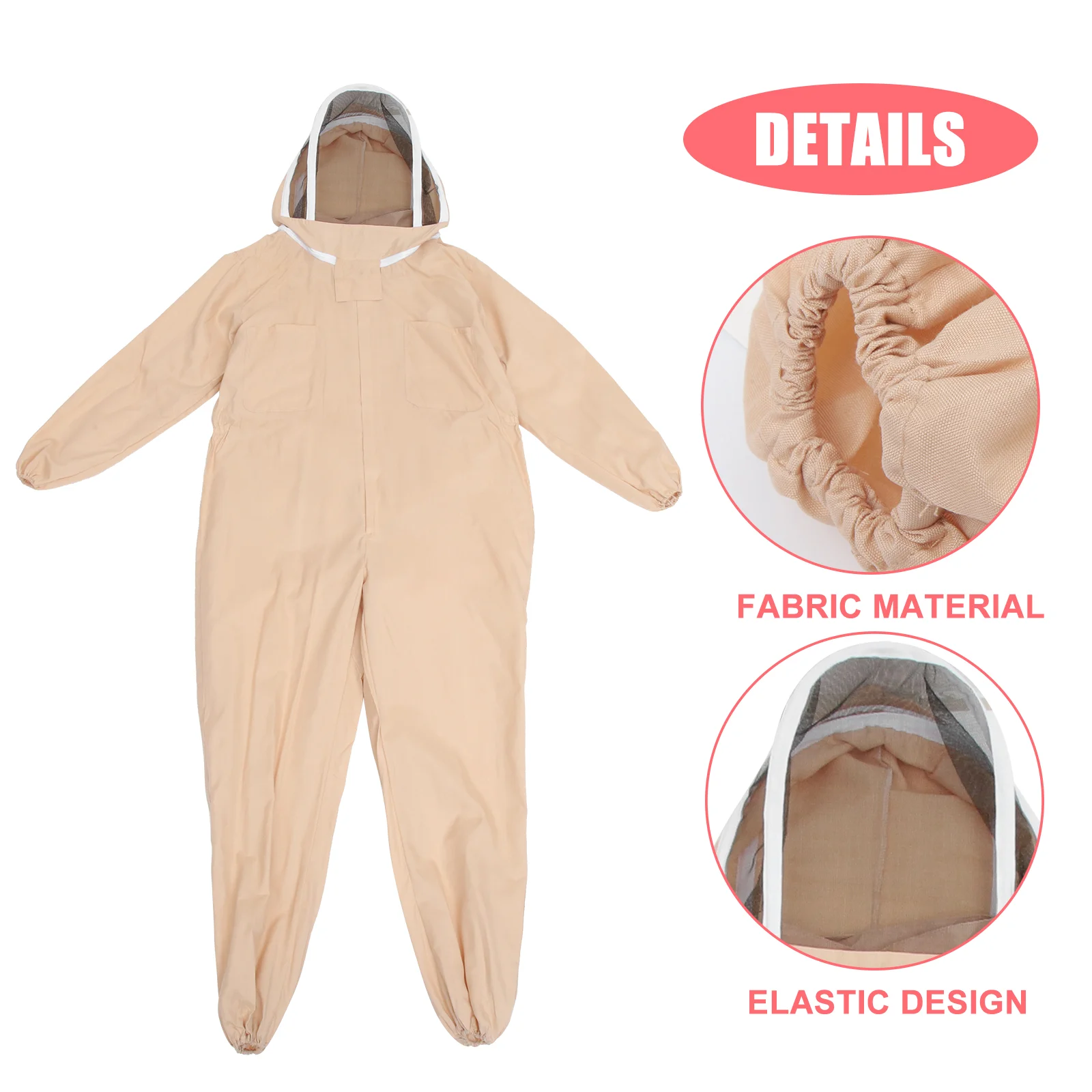 

One-piece Beekeeping Protective Suit Body Clothing with Gloves - Size XL (Khaki, Random Style Gloves)