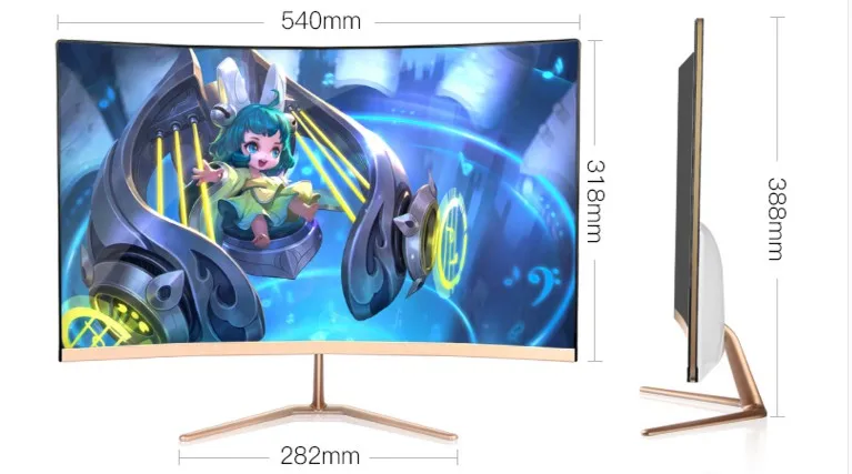 Songzuo 초박형 곡선 LCD 모니터, HD 비디오, 치킨 게임, 가정용 LED 스크린, 컴퓨터 모니터, BKQ270, 23.6 인치, 24 인치