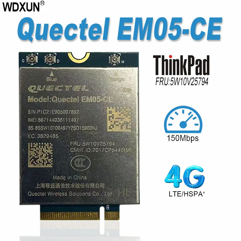 Lte Cat 4g Módulo Em05-ce 5w10v25794 para Lenovo Thinkpad x1 Carbono 8th 9th p1 x1 Extrema Gen T14 T15 X13 T14s L14 T14s Gen 2