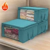 Clothing Storage Bag Large Capacity Dustproof Storage Bag Folding Non Woven Clothes Organizer Clear Window Zipper with Handles 3