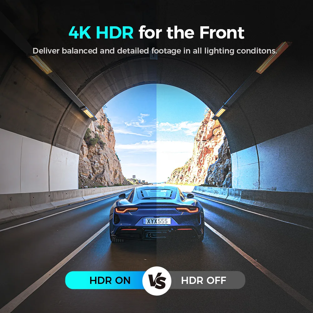 داش كام DDPAI N5 مزدوجة 4K HDR أمامي وخلفي مع WiFi...