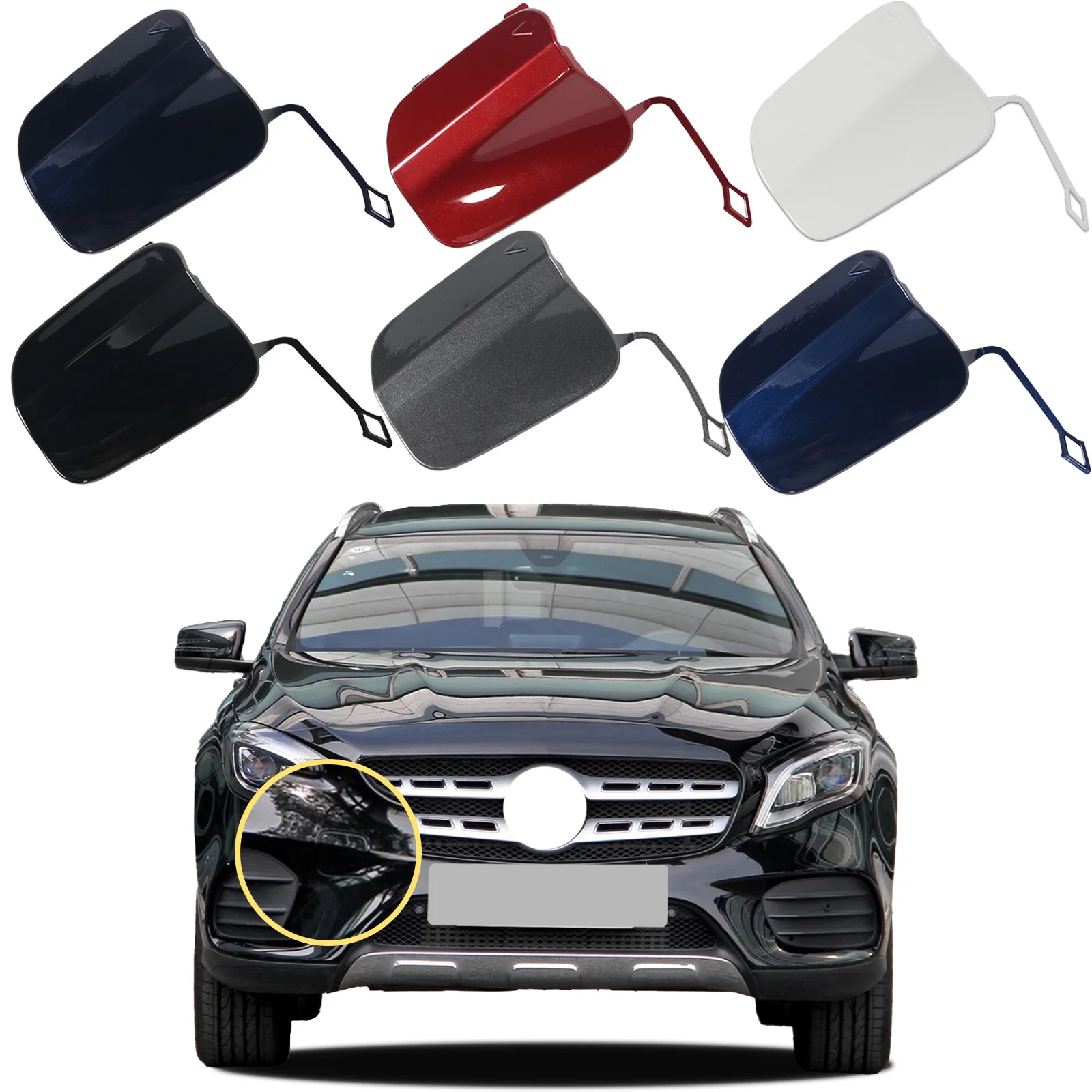 Front Bumper Tow Hook Cap Towing Eye Cover For Mercedes Benz GLA W156 X156 Facelift-with AMG Line Package edition