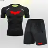 T Shirt Shorts Suit Men Tracksuit Bat Compression Gym Tight Yoga Sets Workout Jogging Top Fitness Clothing Sportswear 5