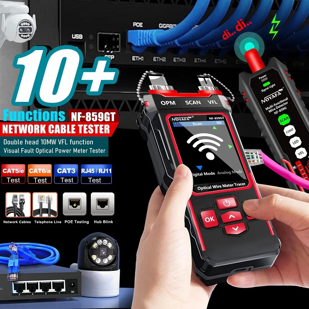 [ NEW] NF-859GT Multi-functional Network Cable Line Finder Length Breakpoint Test Red Light Power Meter Integrated Machine