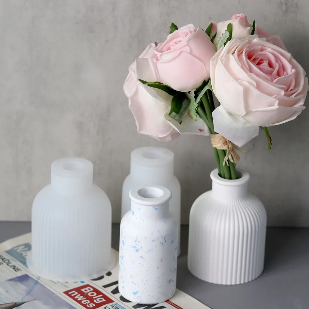 Concrete Vase Silicone Mold DIY Flower Pot Craft Ornaments Making Plaster Epoxy Resin Casting Home Decor Handmade Gifts