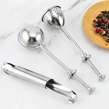 304 Stainless Steel Tea Strainer Spherical Telescopic Tea Filter Portable Reusable Infuser Strainer Kitchen Gadget Easy Clean