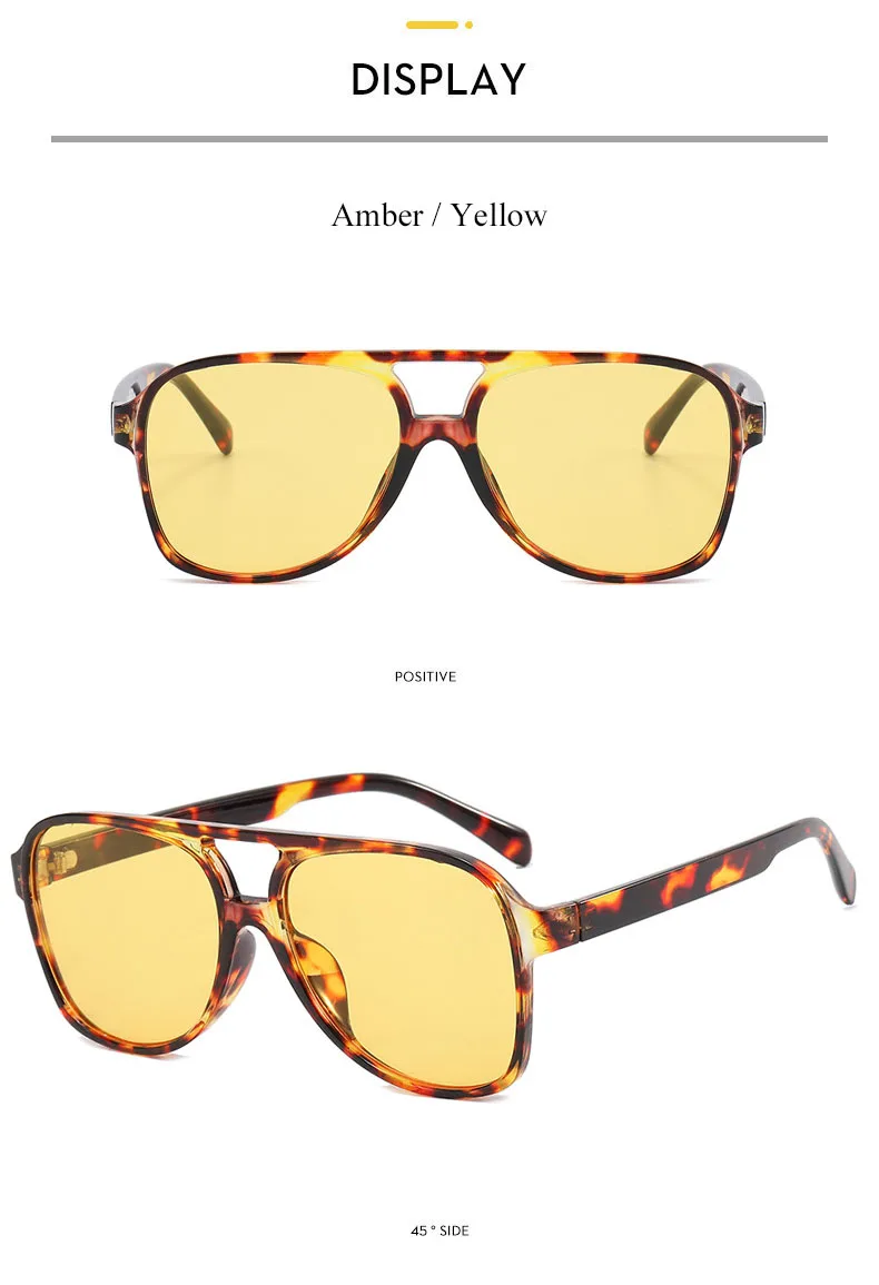 SHAUNA Mode Frauen Pilot Sonnenbrille Retro Männer Blau Gelb Shades UV400 Trend Sonnenbrille – Detail 6