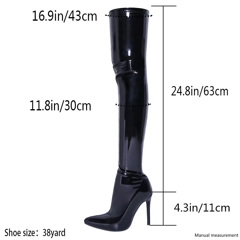 Matte Black Over-the-Knee Women's Boots Sexy High Heels  Leather Elastic Female Shoes Side Zipper Thigh High Striper Long Boots