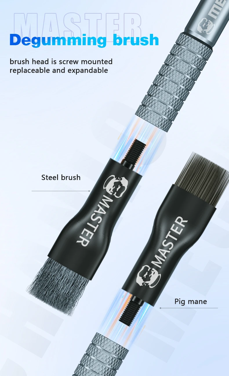 Description Picture 6 of itemMECHANIC Motherboard Cleaning Brush Dust Cleaning with Replacement Head Cellphone Chip Tin Glue Removal Bristle/Steel Brush tool