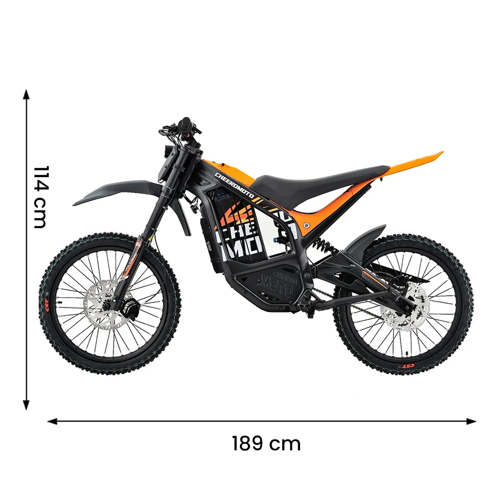 Cheerdmoto Electric Dirt Bike Mid-Drive Motor 72V/30AH/6000W Electric Motorcycle Bike Hydraulic Brakes Electric Bicycle