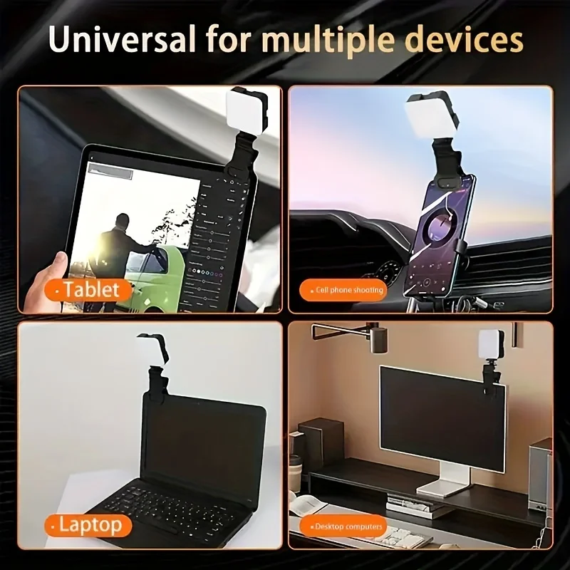 Portable Mini Selfie Fill Light Rechargeable 3 Modes Adjustable Brightness Clip On For Mobile Phone Computer