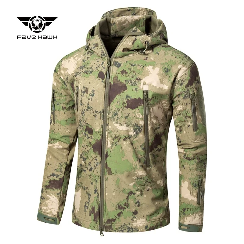 Men's Military Tactical Jacket Soft Shell Jacket Cold Protection Warm Waterproof Hooded Jacket Camouflage Fleece Hunting Suit sports jacket Jackets