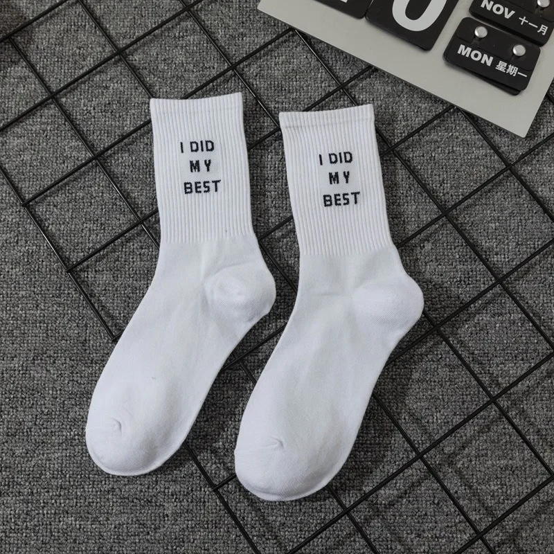 New Simple European and American Street Letters White Men’s and Women’s Socks Sports Hip Hop College Style Male Female Socks Best Sellers In Sports & Entertainment