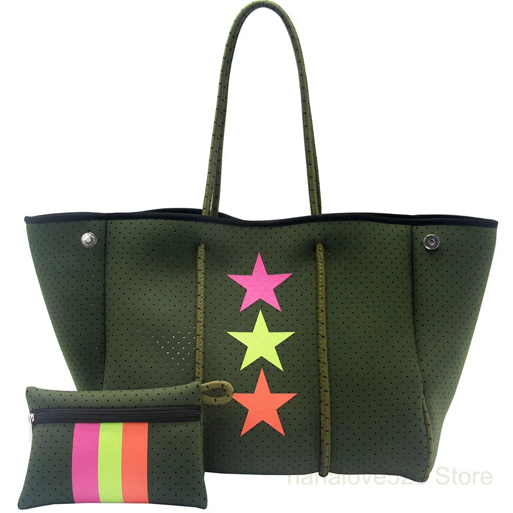 

Women's Waterproof Neoprene Beach Large Capacity Bags Sports Fitness Tote Bag Holiday Summer Outdoor Handbag Shoulder Bags