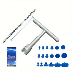 Advanced Car Dent Repair Puller Kit with T - Handle and 18 Plastic Glue Tabs (T - 18PCS)