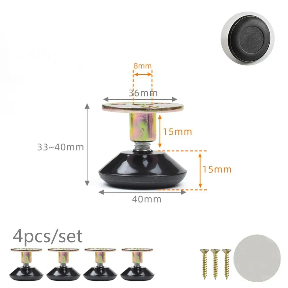 Adjustable Furniture Support Leg Floor Protector Set, Screw-in Base (4 pcs)