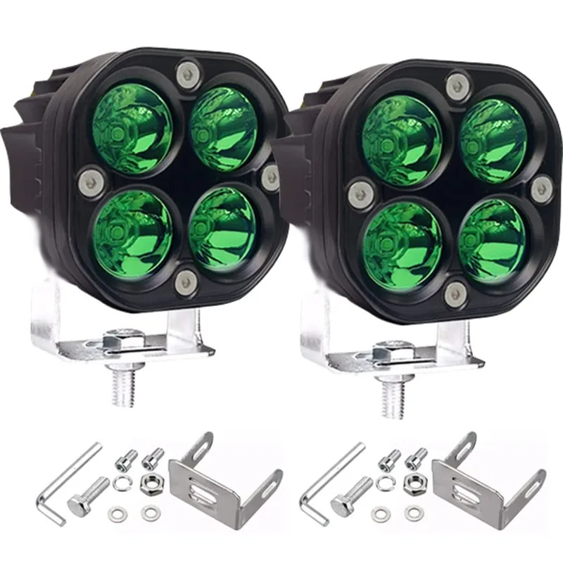 4x4 오프로드 자동차 트럭용 새로운 IPM 운전 안개등 헤드라이트 12V 24V 레드 그린 LED 3인치 40W 사각형 작업등 바 스포트라이트