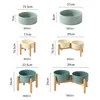 1800ml Big Dogs Bowl Double Ceramic Elevated Pet Food Water Feeders Small Medium Large Dog Feeding Supplies with Wooden Stand 6