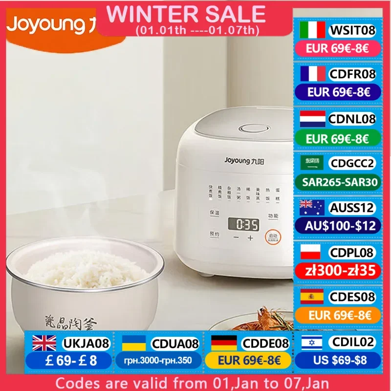 Joyoung Rice Cooker 2L Ceramic Crystal Liner Multifunction Porridge Soup Cooker For Home Kitchen 24H Reservation F-20FY2
