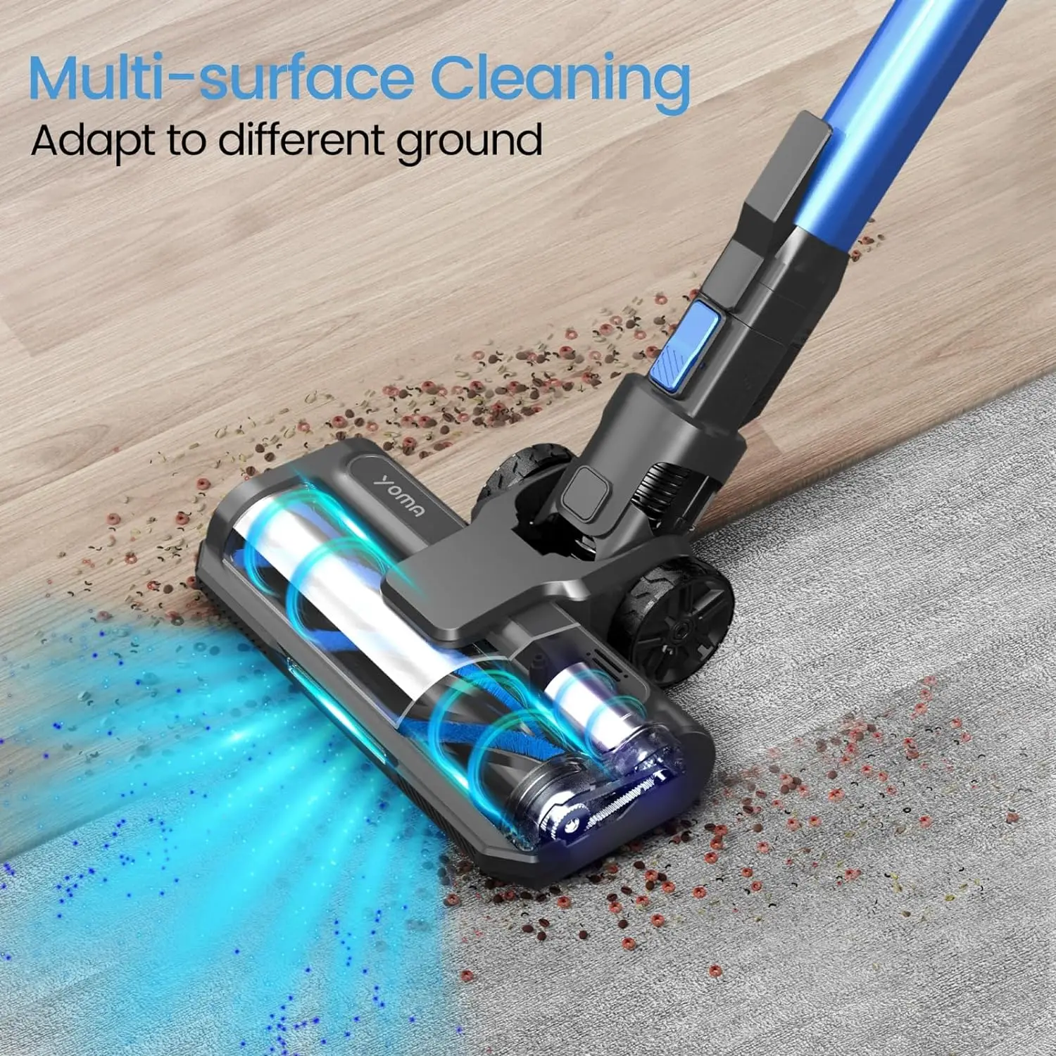 Yoma S100 30KPa 350W Stick Cordless Vacuum Cleaner, up to 50mins Runtime, 9-in-1 Stick Vac for Hardwood Floor Pet Hair Home Car 6