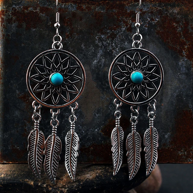 American Indian Silver Dreamcatcher Earrings (ij410) - Mission Del Rey  Southwest