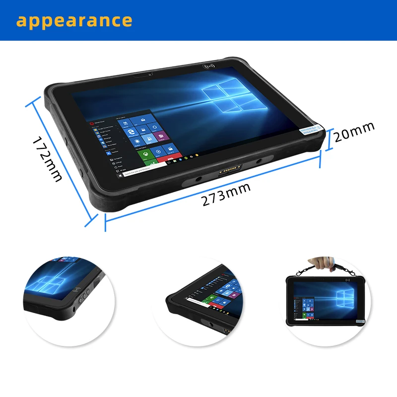 10.1인치 견고한 Windows 태블릿, 8GB/256GB, 450니트 IPS, 1D/2..