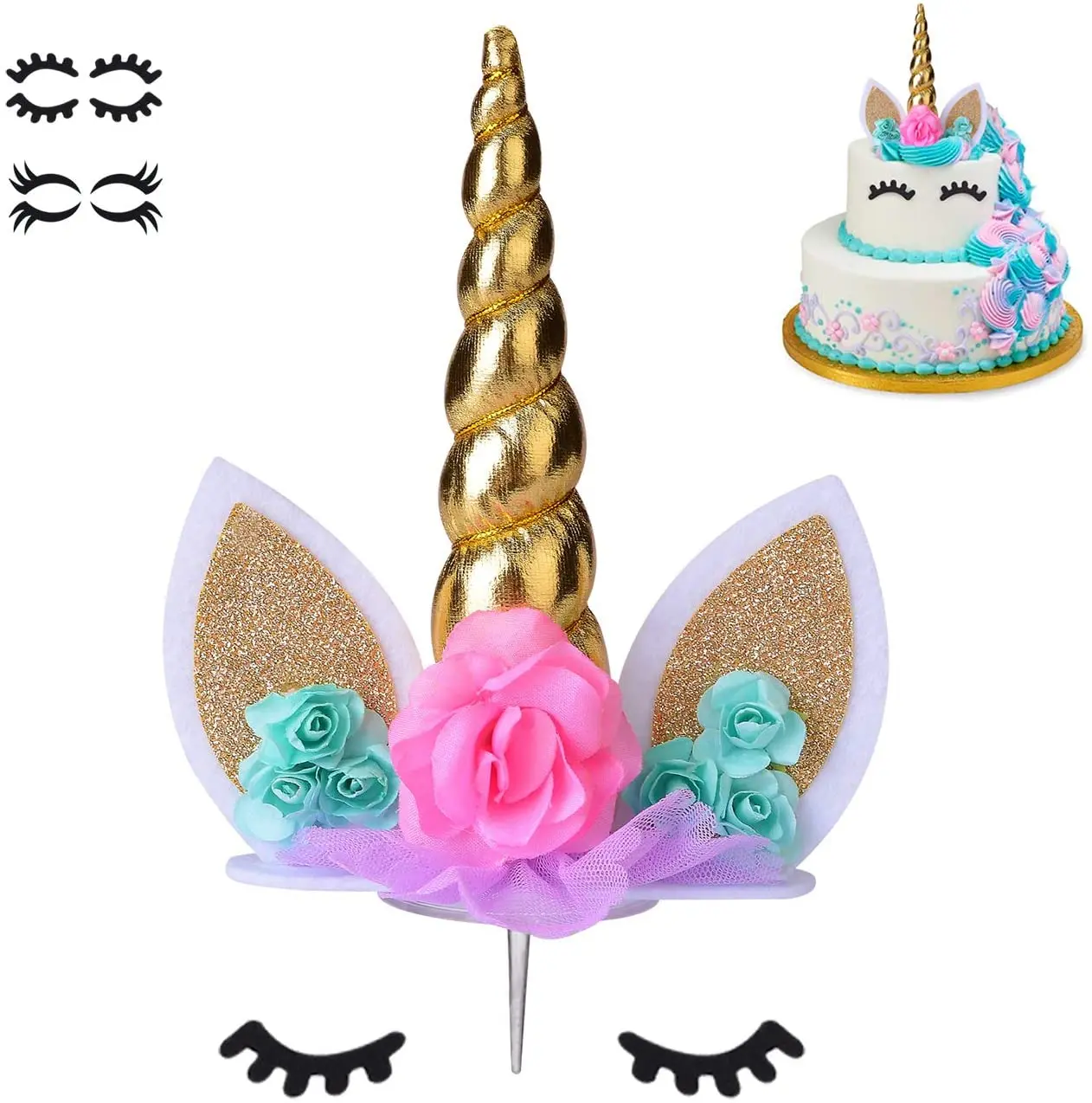 Unicorn Cake Topper Handmade Party Cake forniture per decorazioni