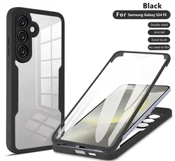 Enhanced Shockproof Case with Clear Screen Protector and Silicone Bumper - Galaxy S24 FE (QC360 - Black)
