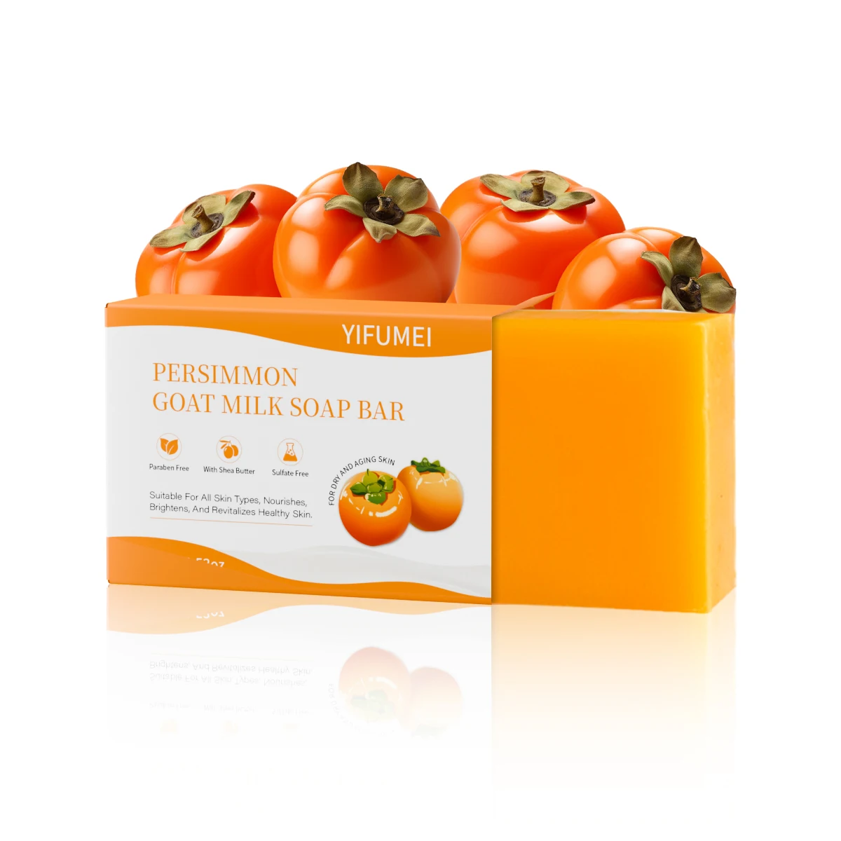 Persimmon Goat Milk Soap Bar-Natural Ingredients Sulfate & Paraben-Free with Shea Butter-Suitable for All Skin Types hand soap