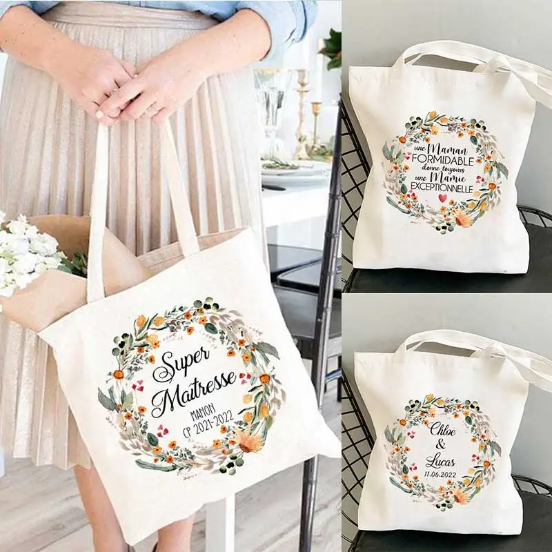 Personalized Wedding Floral Tote Bags Gift for Bridesmaid 