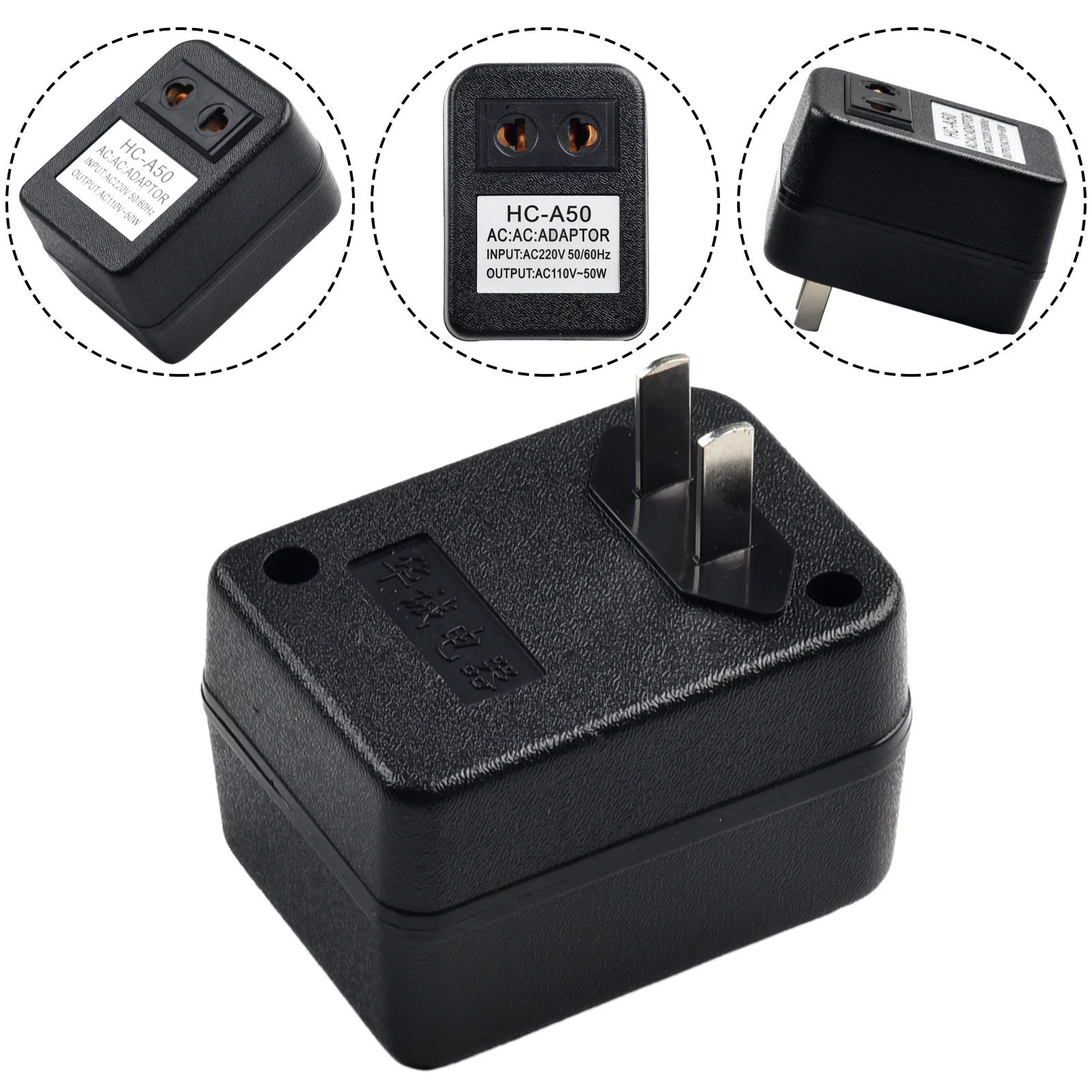 Description Picture 6 of item1pc Step-down Transformer 220V To 110V /110V To 220V Voltage Converter 50W Converter Step-Down Transformer Travel Adapter