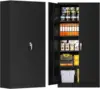 Lockable Storage Cabinet, 71" Garage Storage Cabinets with Lock, Black Metal Cabinet with 2 Doors and 4 Adjustable Shelves 1