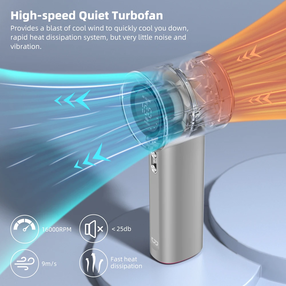 Mini Fan Rechargeable Strong Wind 100 Gear Wind Speed Electric Fan Digital Display Adjustable Turbo Portable Outdoor Handheld 2