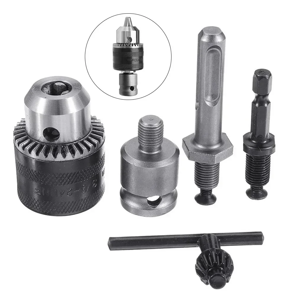 1.5-10mm 3/8-24UNF 드릴 척 세트 전동 렌치 변환 헤드 헥스 포스트 라운드 샹크 포스트 임팩트 드라이버 렌치 연결봉