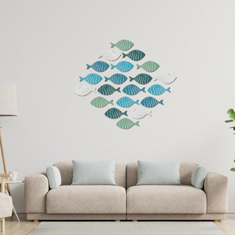 20Pcs Wooden Fish Sculpture Decorations Coastal Beach Wall Hangings Ornaments A0KF 5