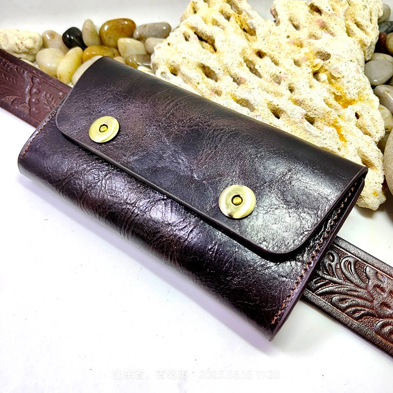 Blongk Genuine Leather Sheath Cell Phone Case Holster Waist Bag Belt Pack Zippered Card Wallet Pouch for Iphone Samsung L2101DK