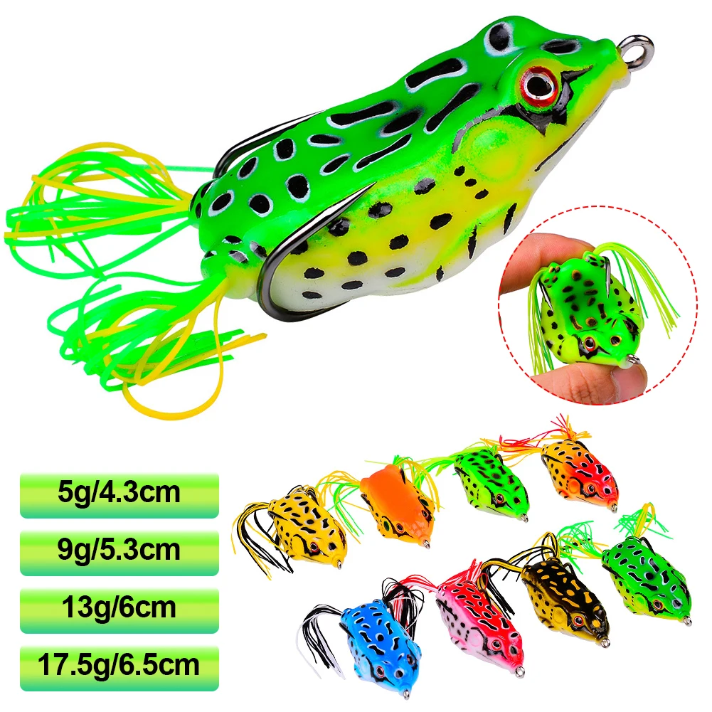 

Frog Silicone Bait Fishing Lures Soft Artificial Bait Fishing Goods with Double Hooks Topwater Frog Fishing Tackle Accessories