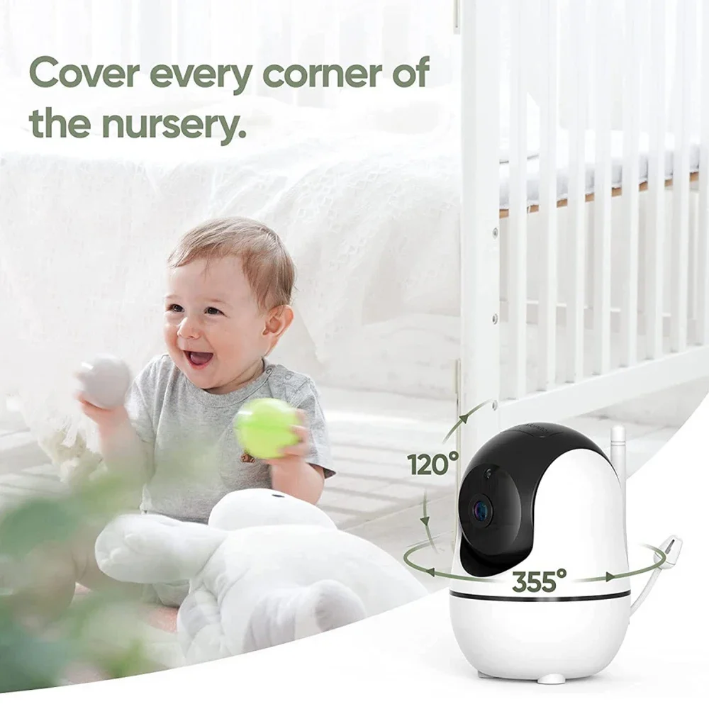 5 Inch Video Baby Monitor Two Camera PTZ 4X Zoom Auto Night Vision 2-Way Audio Temperature Sensor Lullaby SM50 Kit video baby monitor