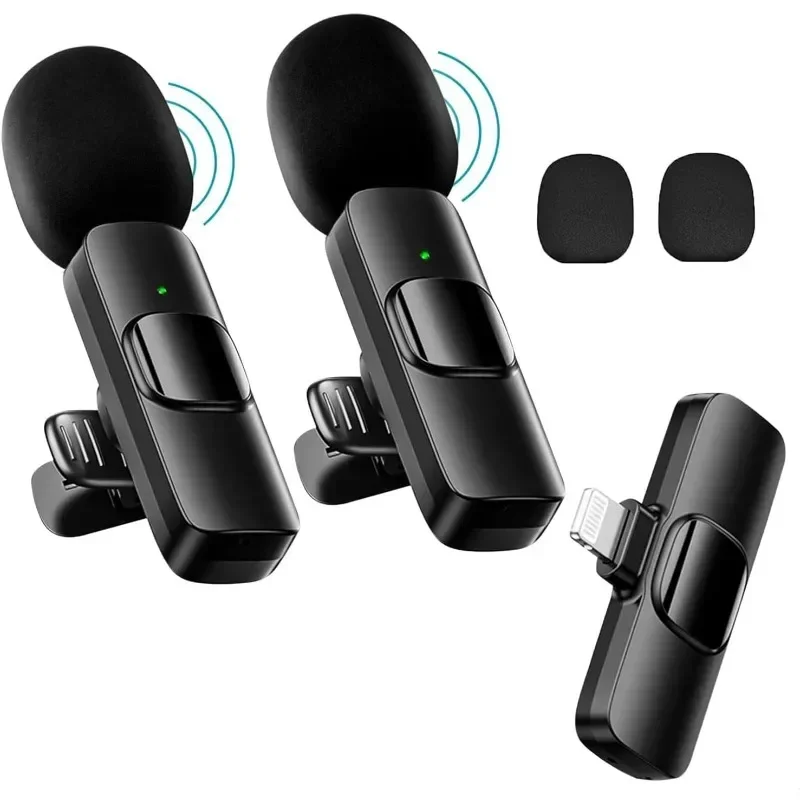 Wireless Microphone Mini Wireless Microphone for mobile phones Wireless Lavalier Microphone for iPhone Video Recording Live Streaming YouTube Tik