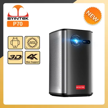 BYINTEK P70 3D 4K 미니 시네마 스마트 안드로이드 와이파이 휴대용 1080P 홈 시어터 비디오 LED DLP 프로젝터 배터리 포함
