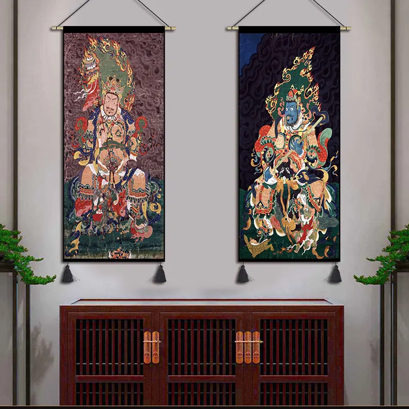 

Chinese Style Scroll Paintings Canvas Vintage Room Decor Aesthetic Wall Art Poster Fengshui Decoration Wall Tapestry Hanging