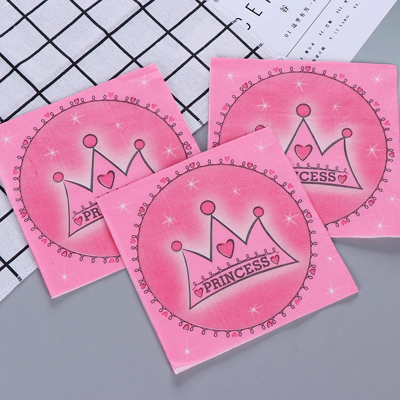 

Новинка, бумажные салфетки для дня рождения, носовые платки, цветные праздничные бумажные салфетки розовой короны для мамы и ребенка, дешевые салфетки 20 шт./ПАК