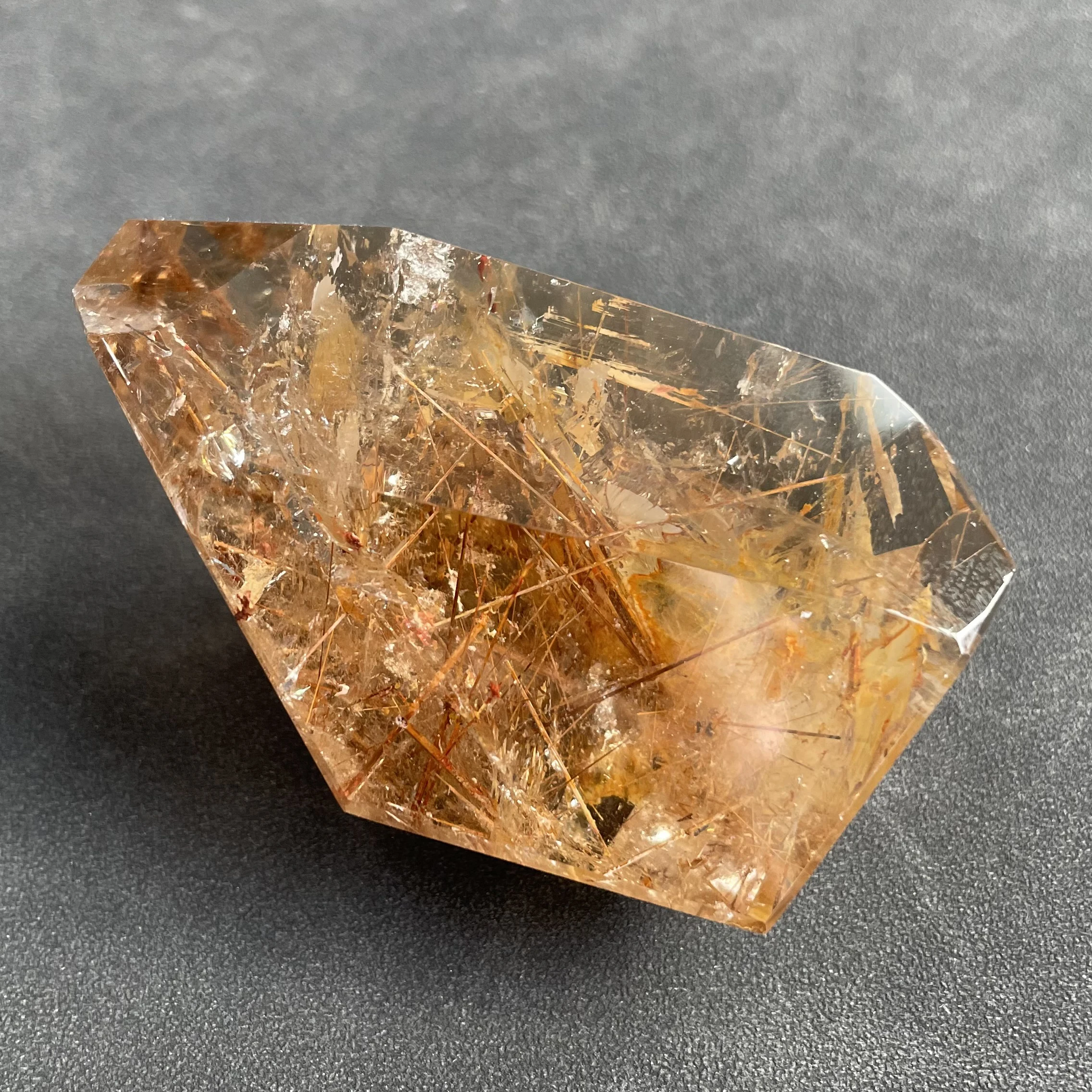 

203g Natural Stone Quartz Rutilated FreeForm Polished Crystal polyhedron Reiki Healing Gift Room Decor Y664