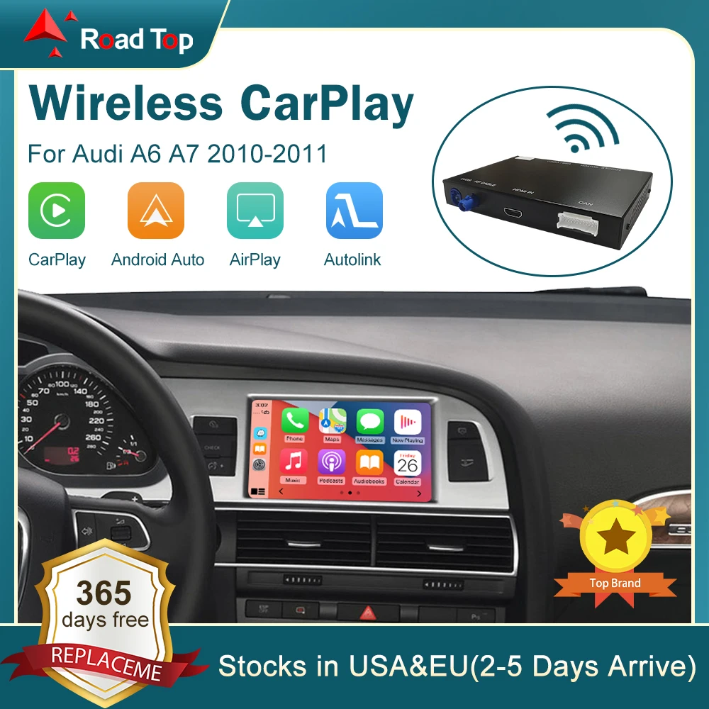 Wireless CarPlay Android Auto Interface for Audi A6 A7 2010-2011, with Mirror Link AirPlay Car Play Functions