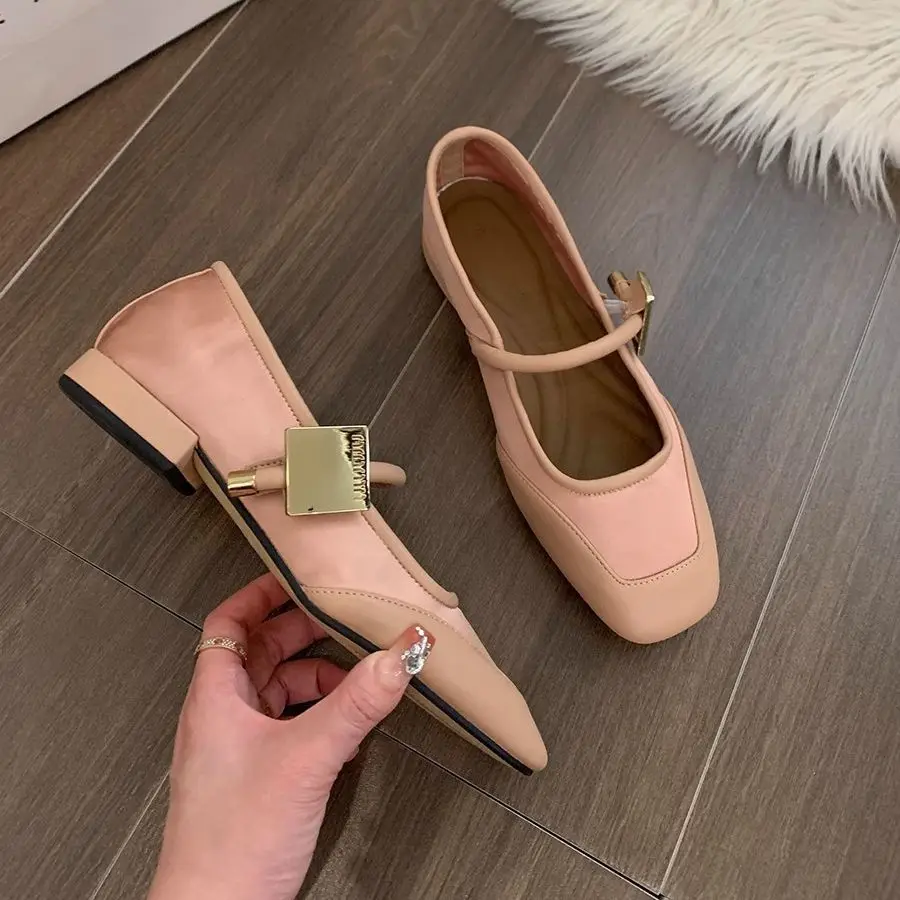 

Women's Pink Mary Jane Flat Small Leather Shoes Autumn Ballet Dance Shoes