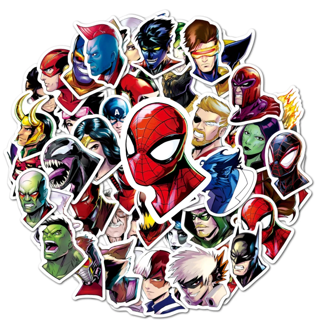 10/50/100Pcs Disney Marvel Stickers Avengers Ironman Spiderman Supereroi Personaggio Fumetti Adesivi Valigia Laptop Frigorifero Auto